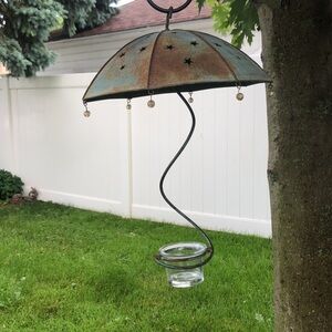 PARTYLITE April Showers umbrella rustic light up outdoor patio candle holder